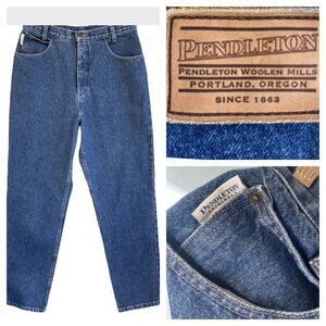 Pendleton Women's Wide Straight Leg‎ Mom Jeans Denim High Rise 100% Cotton Sz 12